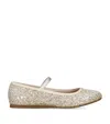 Papouelli Leather Glitter Bug Ballet Flats In Silver