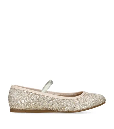 PAPOUELLI LEATHER GLITTER BUG BALLET FLATS