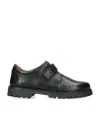 Papouelli Boys Black Kids Harry Adjustable-strap Leather Shoes 7-10 Years In Black