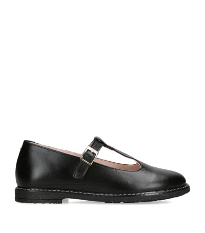 Papouelli Kids' Leather Martha School Shoes In Black