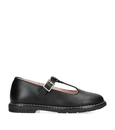 Papouelli Kids' Leather Martha Shoes In Black