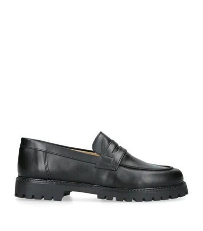 Papouelli Kids' Leather Maximum Loafers In Black