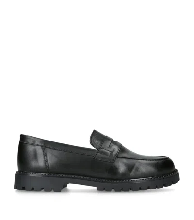 Papouelli Kids' Leather Maximus Loafers In Black