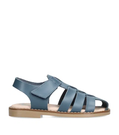 Papouelli Kids' Leather Momo Sandals In Blue