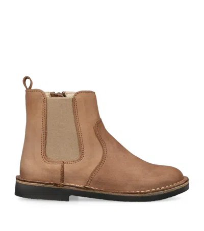 Papouelli Kids' Leather Pod Ankle Boots In Brown