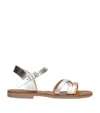 Papouelli Metallic Leather Sophie Sandals In Grey