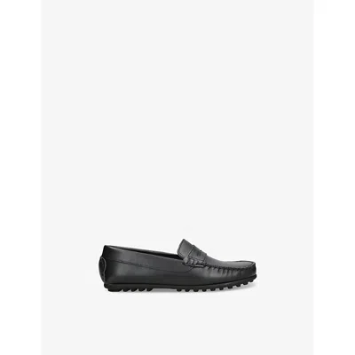 PAPOUELLI NAVY KIDS' FELIX LEATHER MOCCASINS EUR 38 / 5 UK