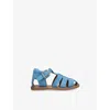Papouelli Mercer Suede Flat Sandals Navy Eur 20 / 4 Uk In Blue