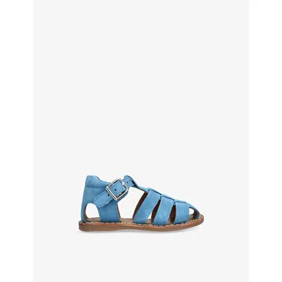 Papouelli Kids' Mercer Suede Flat Sandals Navy Eur 20 / 4 Uk In Blue
