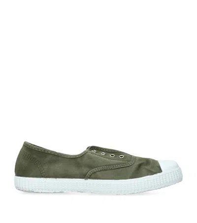 Papouelli Kids' Organic Canvas Darcie Slip-on Trainers In Green