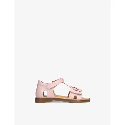 Papouelli Pink Kids' Emerald Leather Sandals Eur 27 / 9 Uk