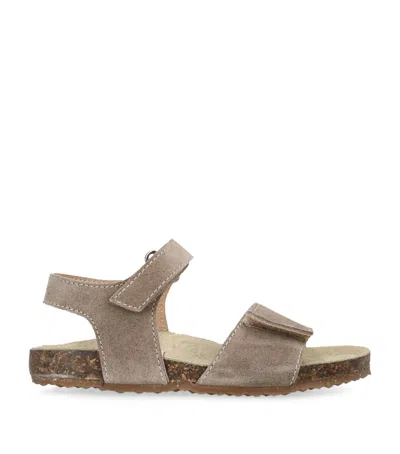 Papouelli Kids' Suede Birkie Sandals In Brown