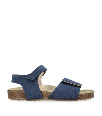 Papouelli Kids' Suede Birkie Sandals In Navy