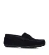 Papouelli Suede Felix Loafers In Blue