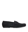 Papouelli Suede Felix Loafers In Navy