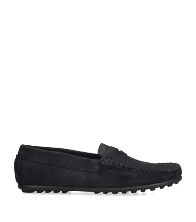 Papouelli Kids' Suede Felix Loafers In Navy
