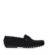 Papouelli Suede Felix Loafers In Navy
