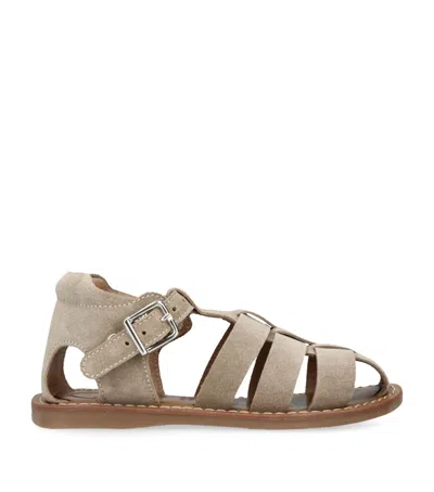 Papouelli Kids' Suede Mercer Sandals In Brown