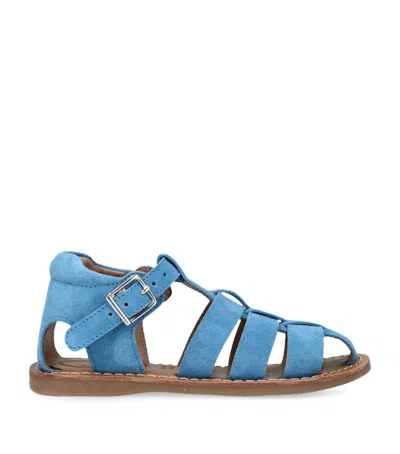 Papouelli Kids' Suede Mercer Sandals In Navy