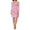 Pappagallo Erin Printed Mini Dress In Pink Palms In Multi