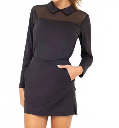Par Social Long Sleeve Mesh Polo In Black