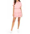 Par Social Short Sleeve Tiered Dress In Blush Pink In Pink