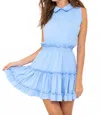 Par Social Sleeveless Tiered Dress In Cornflower Blue In Blue