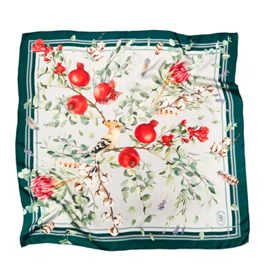 Para Ruk Women's Green / Red Garnet Print Silk-faille Scarf In Multi
