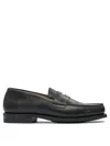 Paraboot Polished Leather Loafers With Penny Slot Design In Black