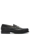 Paraboot Polished Leather Loafers With Penny Slot Design In Black
