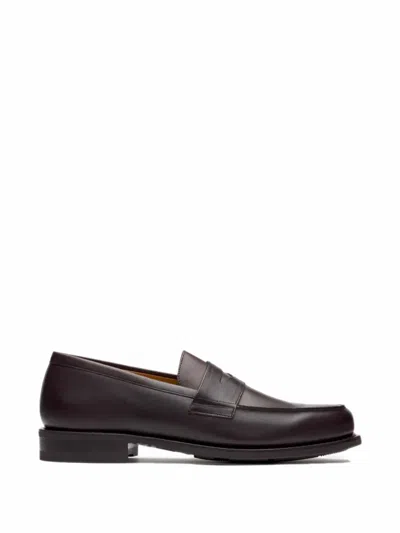 Paraboot Maroon Leather Adonis Loafers In Burgundy