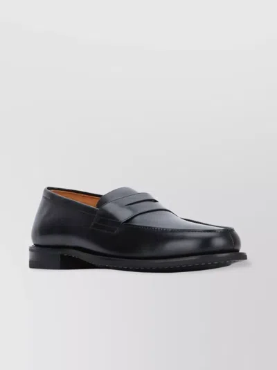 Paraboot Adonis Leather Sole Penny Strap Loafers In Black
