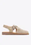 Paraboot Adriatic Beige Suede Leather Sandals In Beige