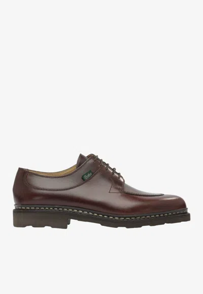 Paraboot Maroon Leather Lace Ups Shoes In Brown