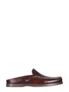 Paraboot Leather Mule Contrast Stitching In Brown
