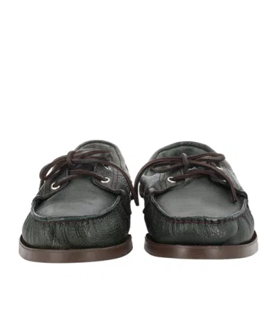 Paraboot Barth Textured Deer Leather Moccasin In Black