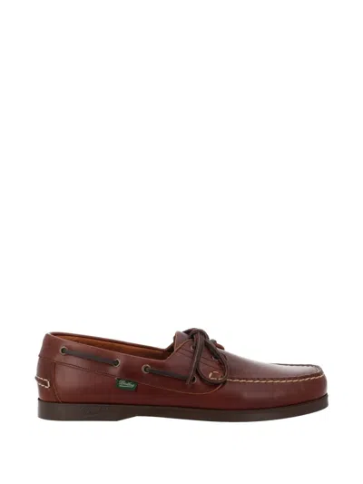 Paraboot Leather Loafers With Moc Toe Stitching In Brown