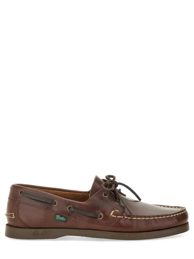 Paraboot Moccasin Brown Loafers With Detailed Stitching In Black