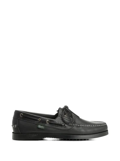 Paraboot Barth Leather Boat Shoes In Black