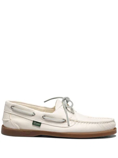 Paraboot Barth Leather Boat Shoes In White