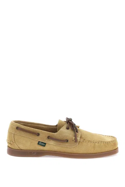 Paraboot Loafers Rubber Sole Stitch Detailing Suede Finish In Gold