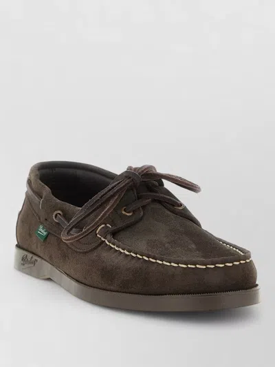 Paraboot Barth Suede Boat Loafer Rubber Sole In Brown