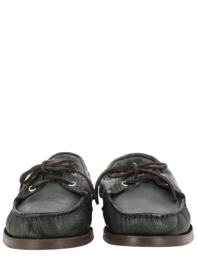 Paraboot Barth Textured Deer Leather Moccasin In Black