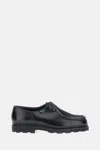 Paraboot Calf Leather Flat Shoes With Lace-up Closure In Black