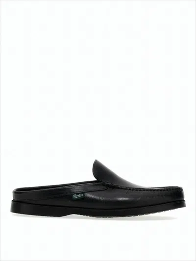 PARABOOT BLACK LEATHER SLIP-ON LOAFER WITH TEXTURED SOLE