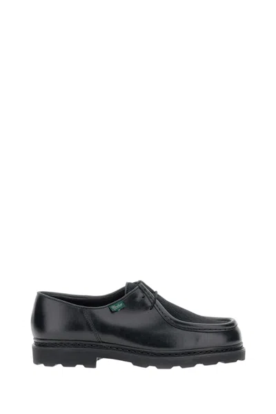 Paraboot Black Ponyskin Leather Lace-up Loafers
