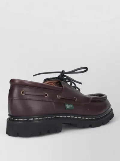 Paraboot Boat Lace Shoes Eyelet Rubber Sole In Brown