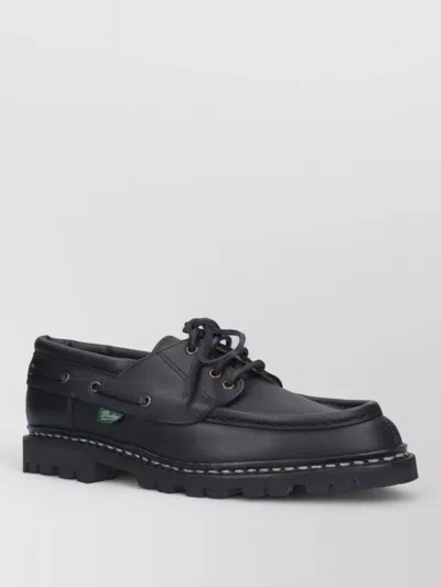 Paraboot Boat Shoes Lace Design Eyelet Lug Sole In Black