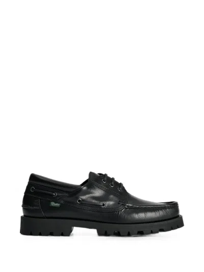 Paraboot Briac Leather Boat Shoes In Black