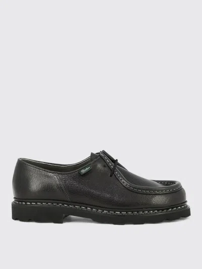 Paraboot Round Toe Lace-up Shoes With Textured Sole In Black